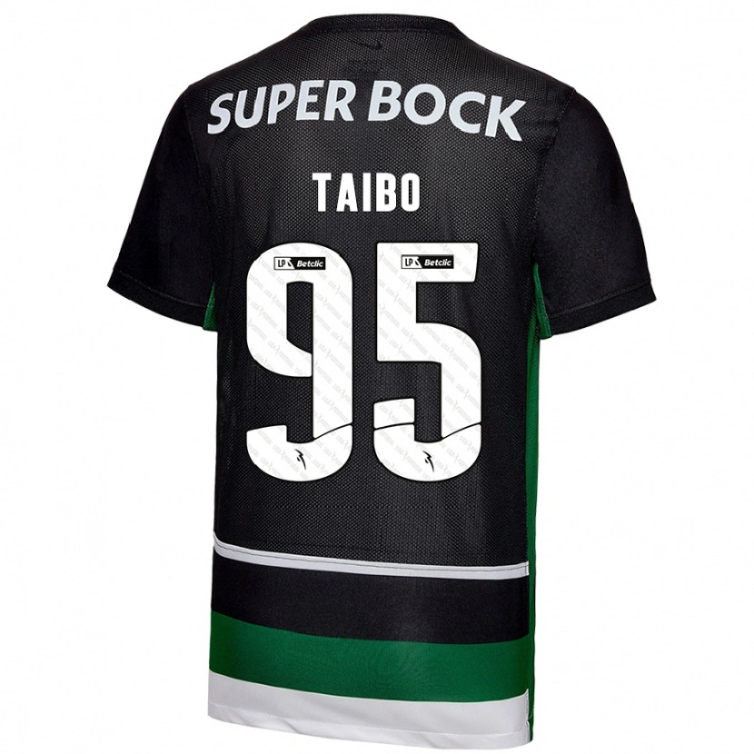 Danxen Niño Camiseta Lucas Taibo #95 Negro Blanco Verde 1ª Equipación 2024/25 La Camisa