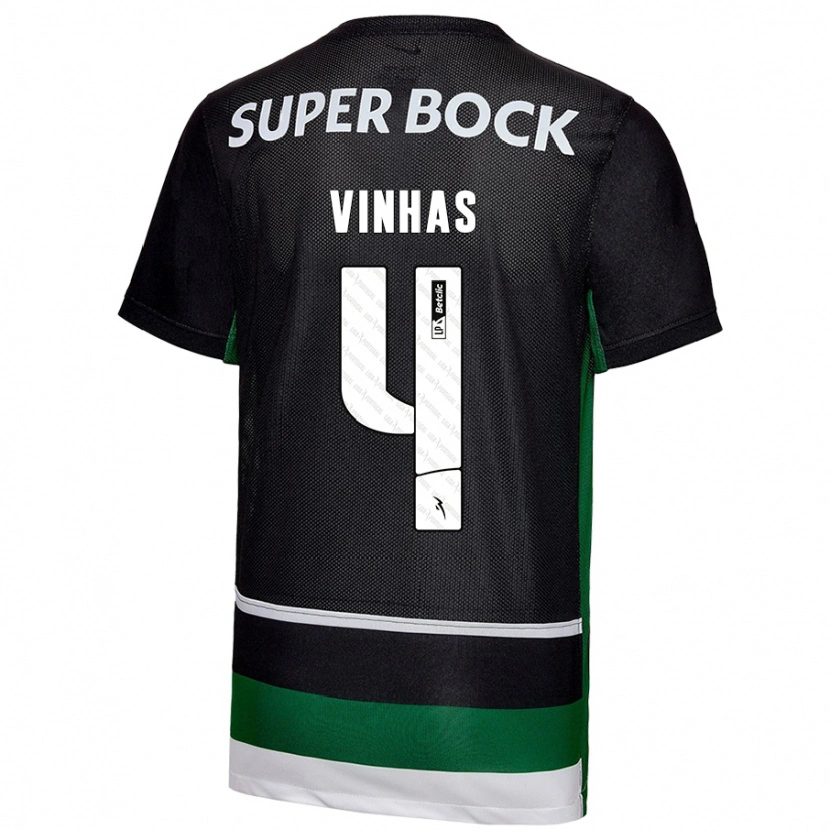 Danxen Niño Camiseta Gabriela Vinhas #4 Negro Blanco Verde 1ª Equipación 2024/25 La Camisa