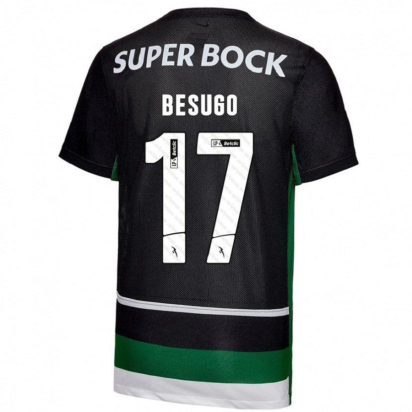 Danxen Niño Camiseta Neuza Besugo #17 Negro Blanco Verde 1ª Equipación 2024/25 La Camisa