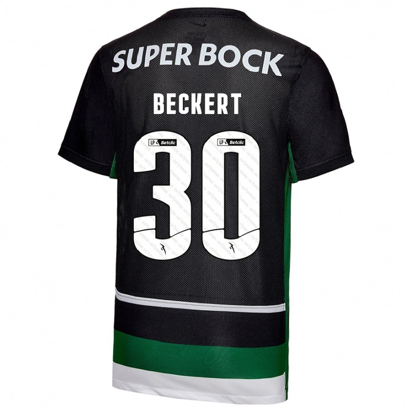 Danxen Niño Camiseta Carolina Beckert #30 Negro Blanco Verde 1ª Equipación 2024/25 La Camisa