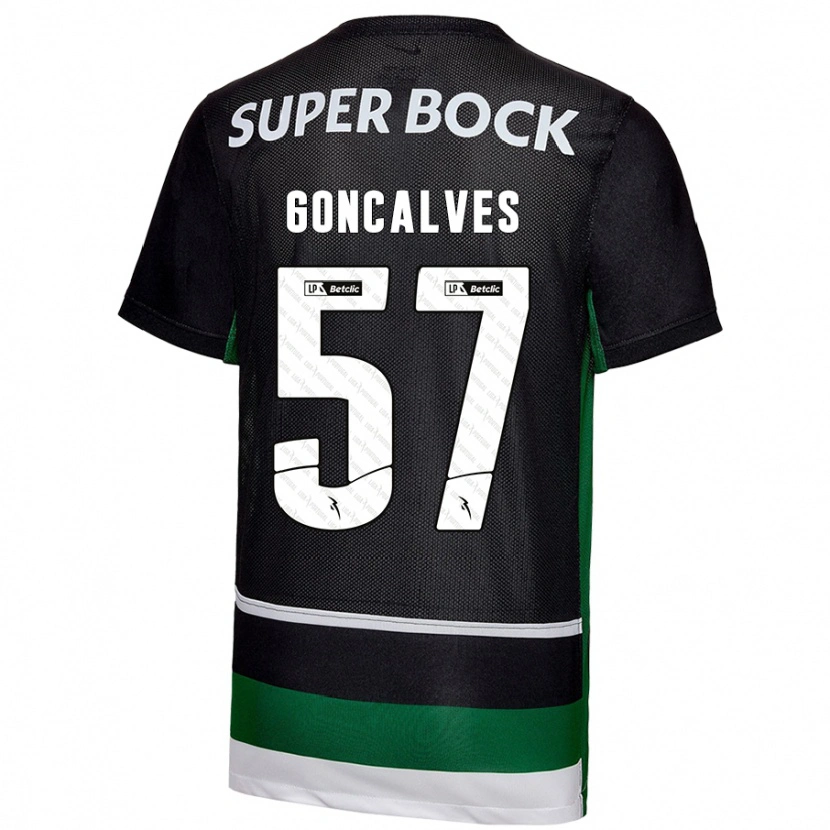 Danxen Niño Camiseta Inês Gonçalves #57 Negro Blanco Verde 1ª Equipación 2024/25 La Camisa