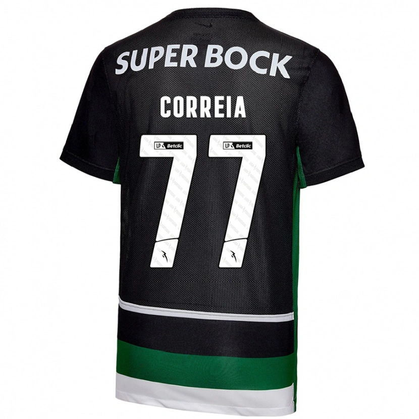 Danxen Niño Camiseta Alícia Correia #77 Negro Blanco Verde 1ª Equipación 2024/25 La Camisa