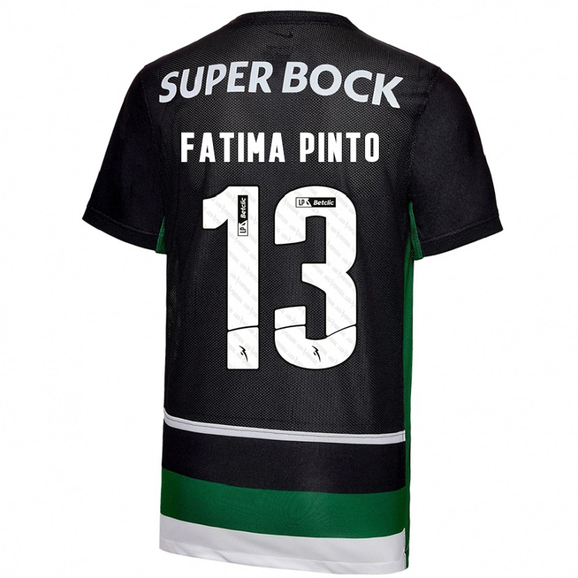 Danxen Niño Camiseta Fátima Alexandra Figueira Pinto #13 Negro Blanco Verde 1ª Equipación 2024/25 La Camisa