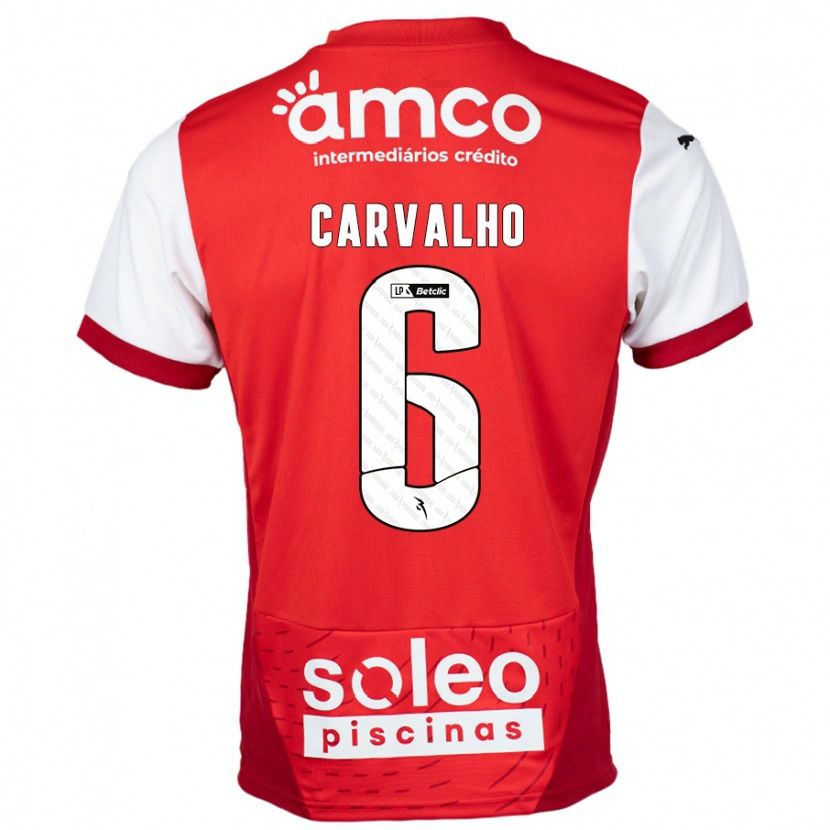 Danxen Niño Camiseta Vitor Carvalho #6 Rojo Blanco 1ª Equipación 2024/25 La Camisa