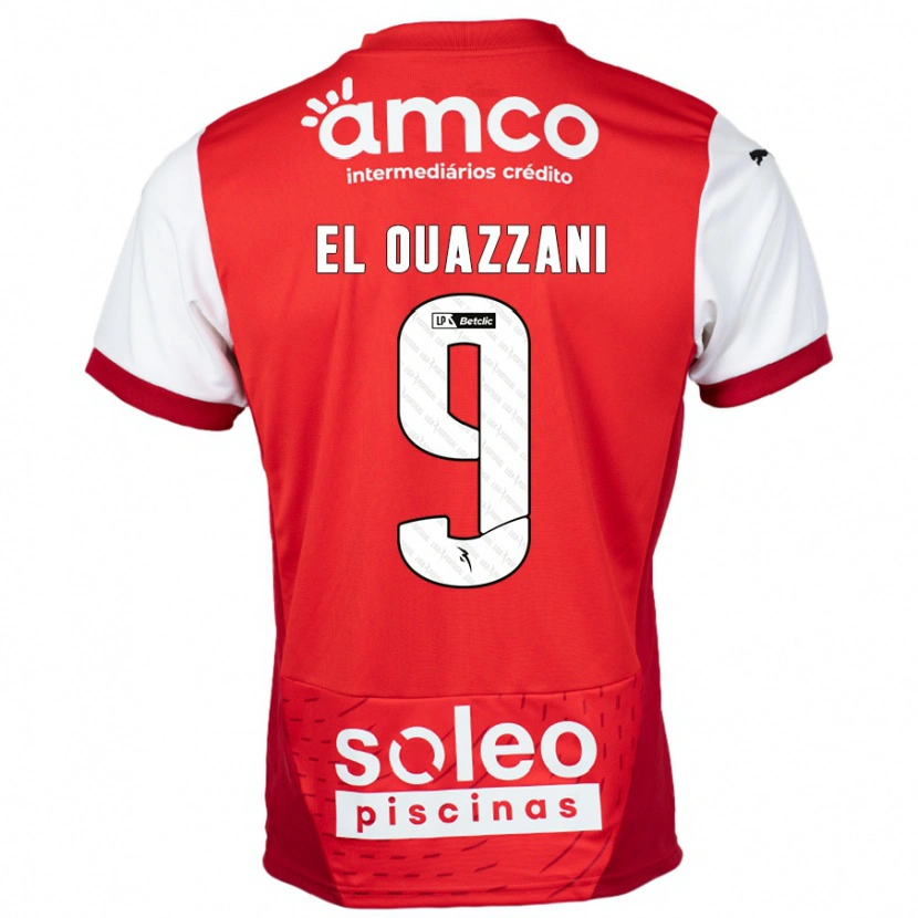 Danxen Niño Camiseta Amine El Ouazzani #9 Rojo Blanco 1ª Equipación 2024/25 La Camisa