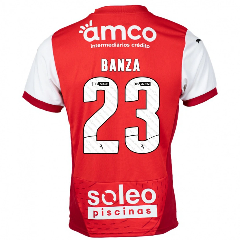 Danxen Niño Camiseta Simon Banza #23 Rojo Blanco 1ª Equipación 2024/25 La Camisa