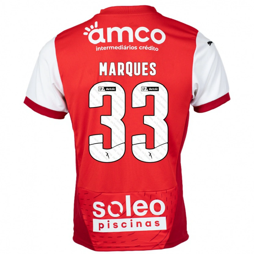 Danxen Niño Camiseta João Marques #33 Rojo Blanco 1ª Equipación 2024/25 La Camisa