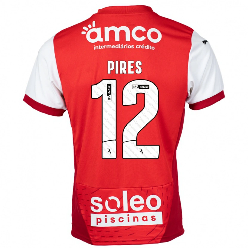 Danxen Niño Camiseta Hugo Pires #12 Rojo Blanco 1ª Equipación 2024/25 La Camisa