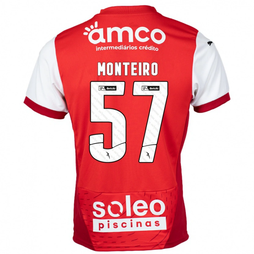 Danxen Niño Camiseta Jordan Monteiro #57 Rojo Blanco 1ª Equipación 2024/25 La Camisa