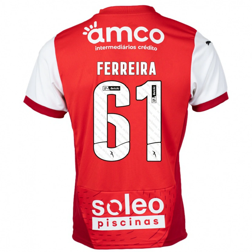 Danxen Niño Camiseta Tiago Ferreira #61 Rojo Blanco 1ª Equipación 2024/25 La Camisa