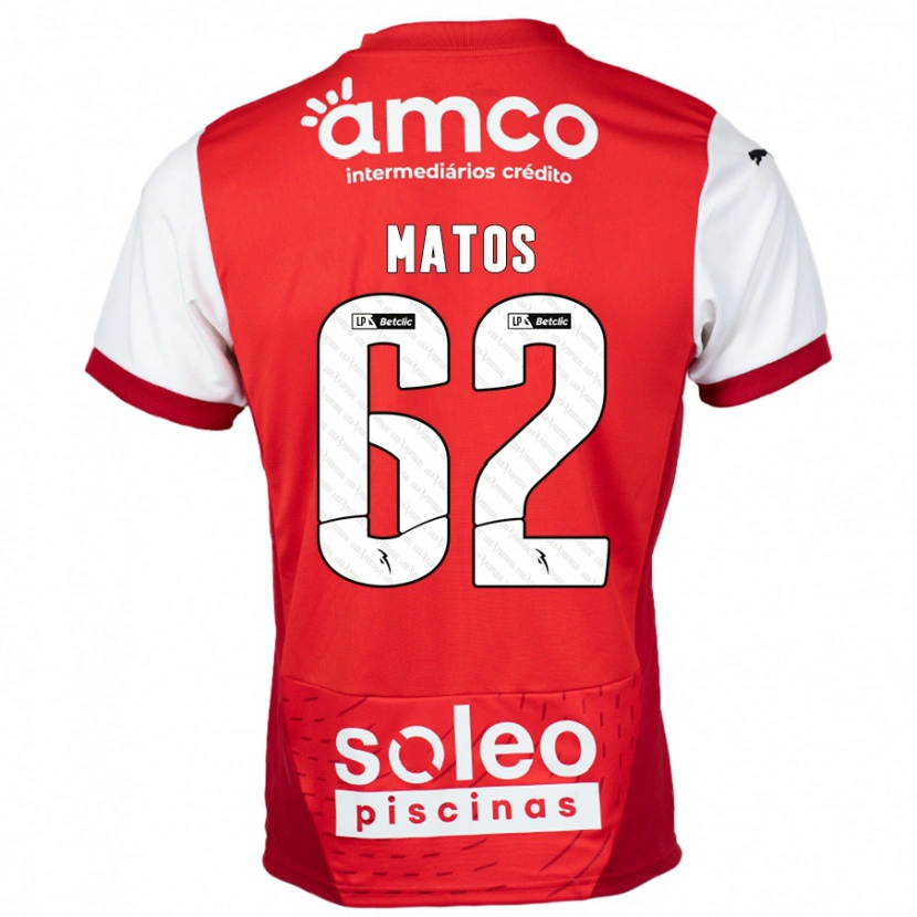 Danxen Niño Camiseta Nuno Matos #62 Rojo Blanco 1ª Equipación 2024/25 La Camisa