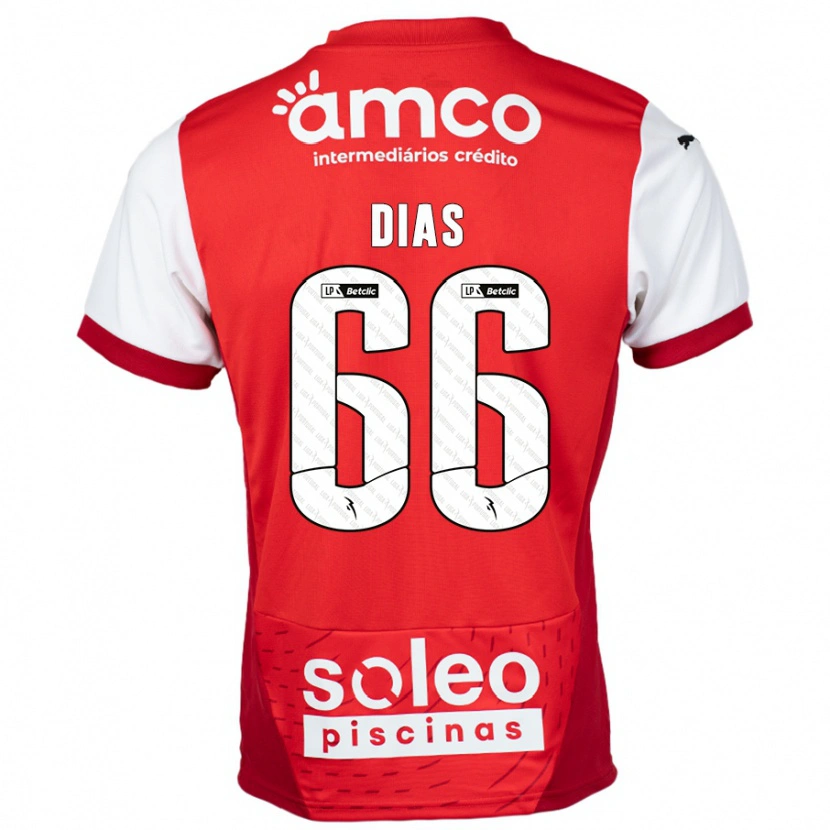 Danxen Niño Camiseta Gonçalo Dias #66 Rojo Blanco 1ª Equipación 2024/25 La Camisa