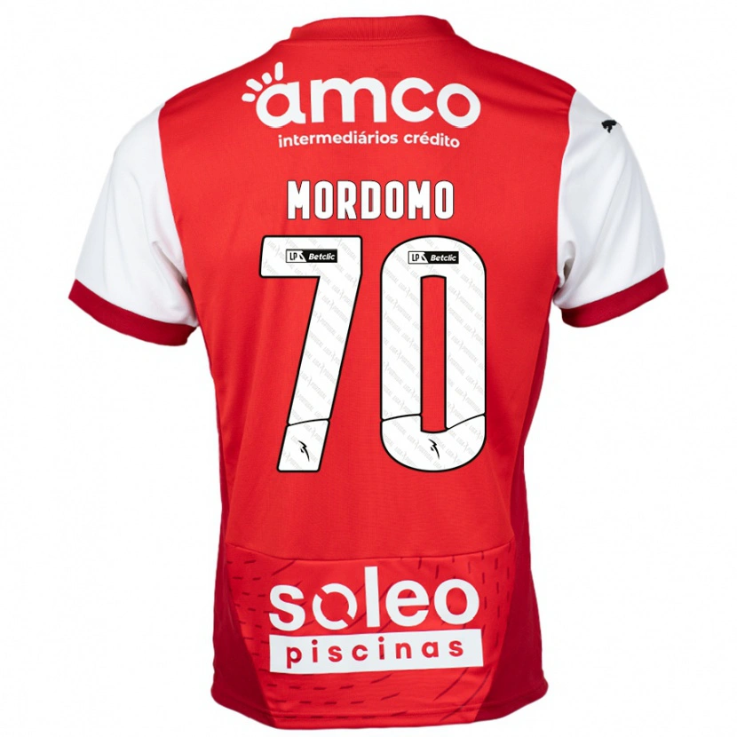 Danxen Niño Camiseta Mordomo #70 Rojo Blanco 1ª Equipación 2024/25 La Camisa