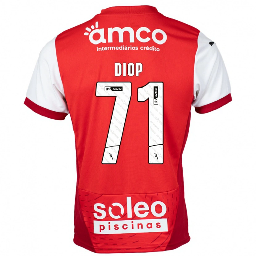 Danxen Niño Camiseta Mamadou Diop #71 Rojo Blanco 1ª Equipación 2024/25 La Camisa