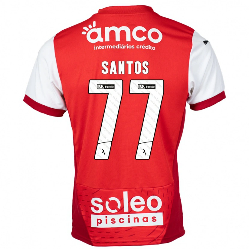 Danxen Niño Camiseta Edu Santos #77 Rojo Blanco 1ª Equipación 2024/25 La Camisa