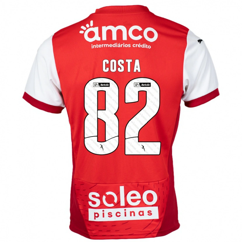 Danxen Niño Camiseta Gui Costa #82 Rojo Blanco 1ª Equipación 2024/25 La Camisa