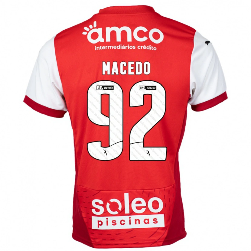 Danxen Niño Camiseta Rodrigo Macedo #92 Rojo Blanco 1ª Equipación 2024/25 La Camisa