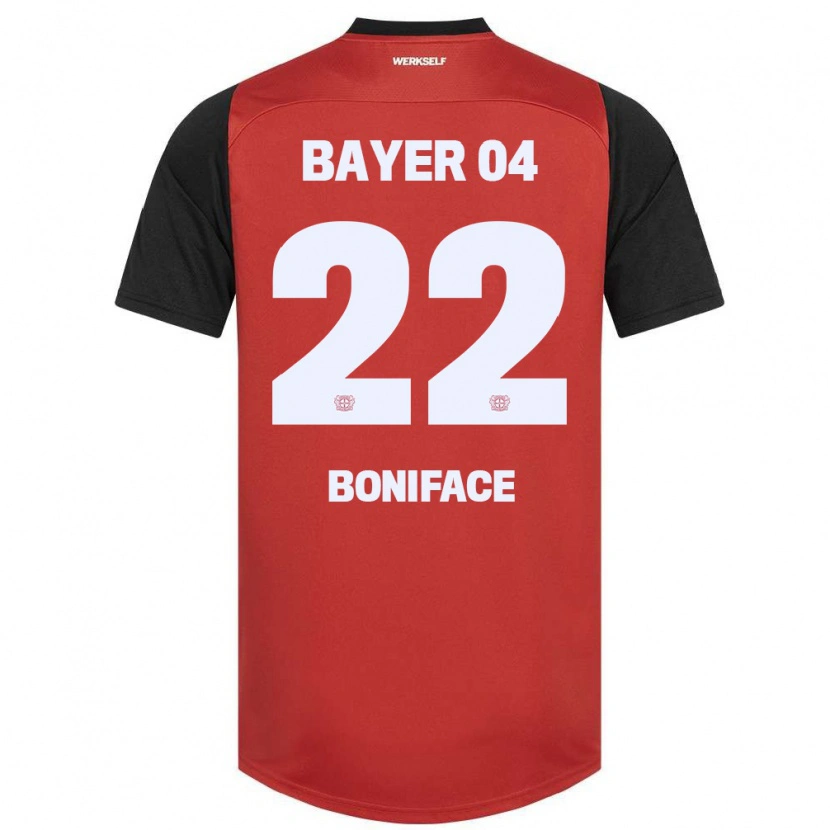 Danxen Niño Camiseta Victor Boniface #22 Rojo Negro 1ª Equipación 2024/25 La Camisa