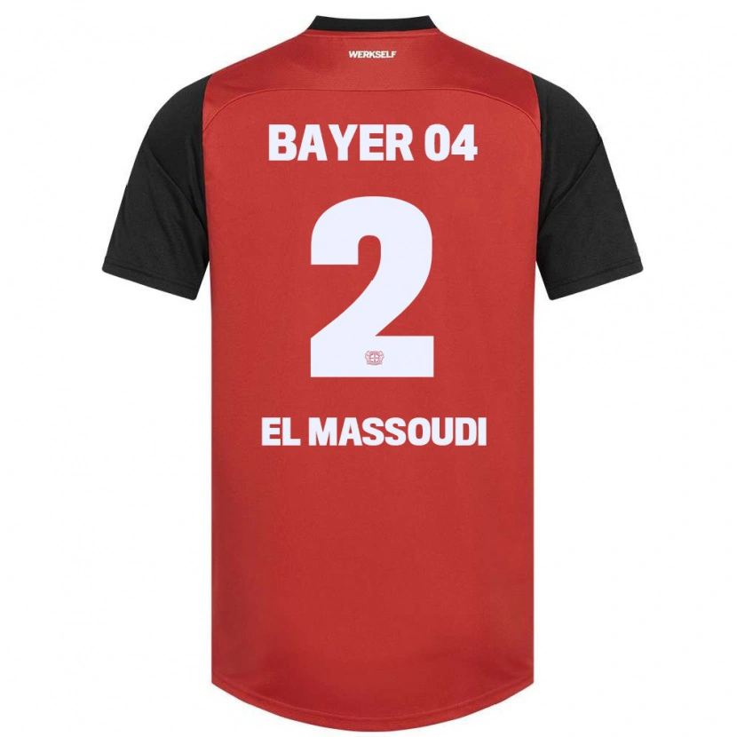 Danxen Niño Camiseta Nassim El Massoudi #2 Rojo Negro 1ª Equipación 2024/25 La Camisa