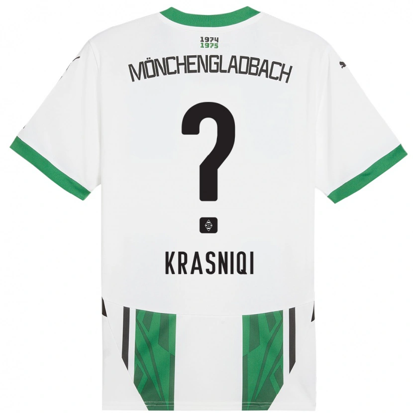 Danxen Niño Camiseta Engjell Krasniqi #0 Blanco Verde 1ª Equipación 2024/25 La Camisa