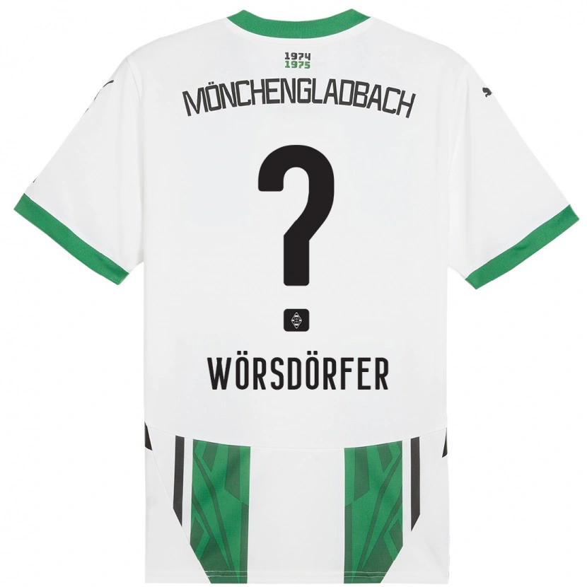 Danxen Niño Camiseta Len Wörsdörfer #0 Blanco Verde 1ª Equipación 2024/25 La Camisa