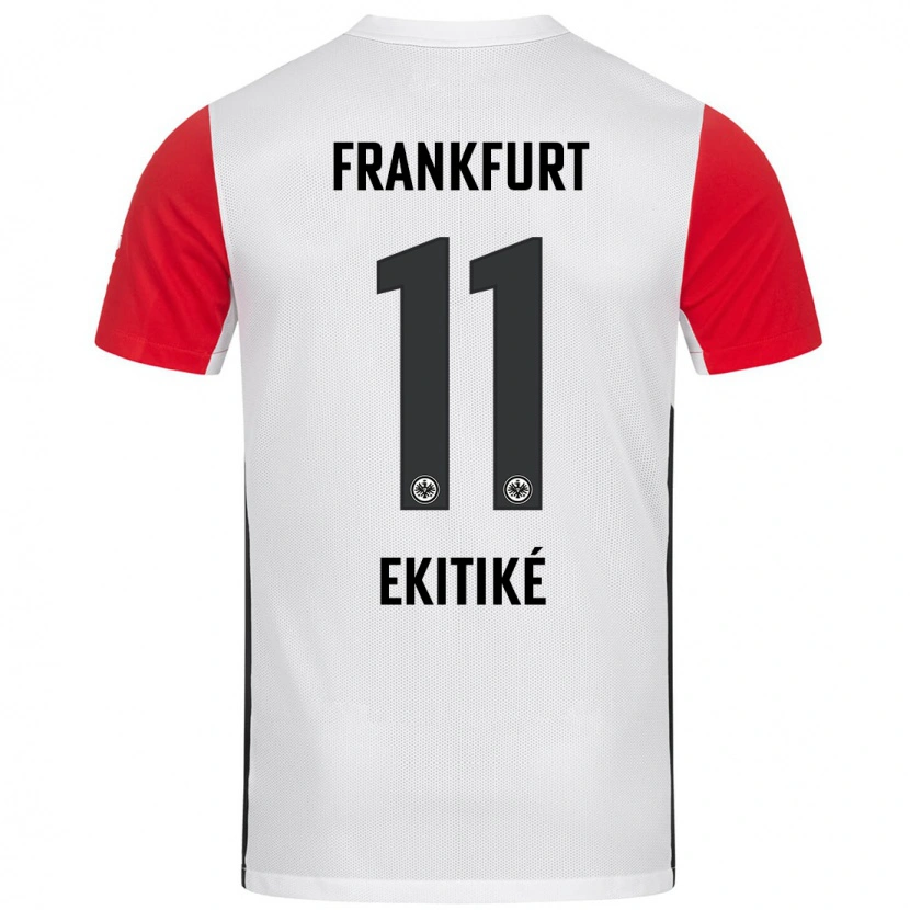 Danxen Niño Camiseta Hugo Ekitiké #11 Blanco Rojo 1ª Equipación 2024/25 La Camisa