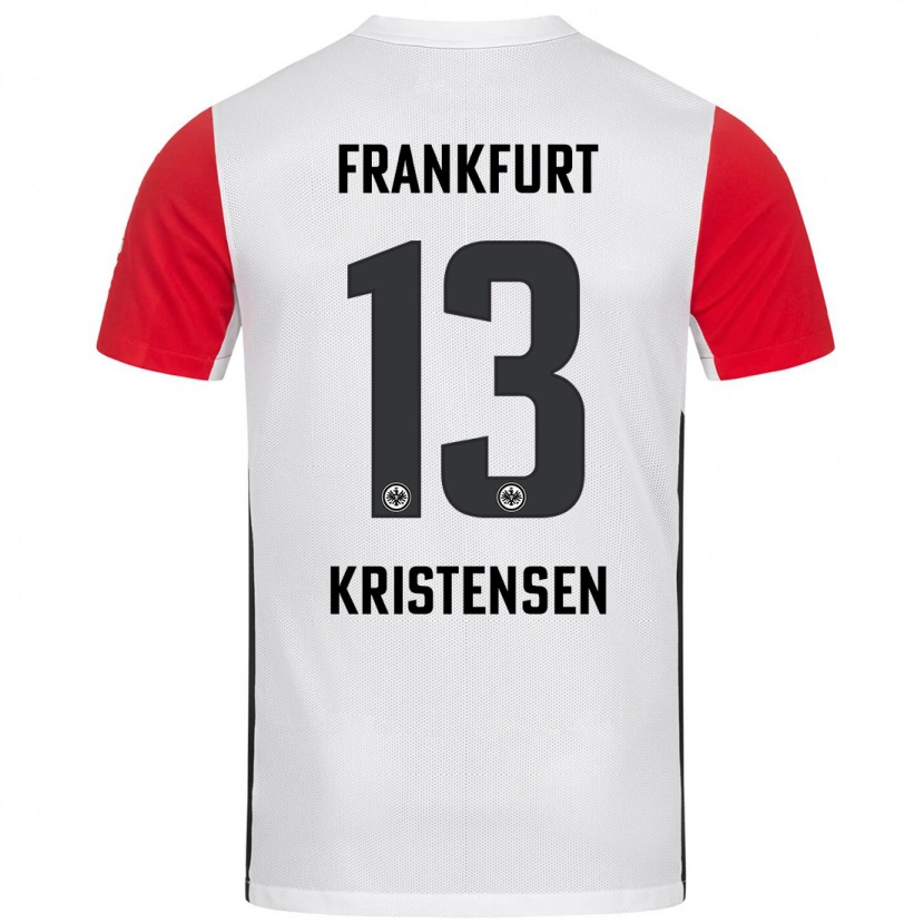 Danxen Niño Camiseta Rasmus Kristensen #13 Blanco Rojo 1ª Equipación 2024/25 La Camisa