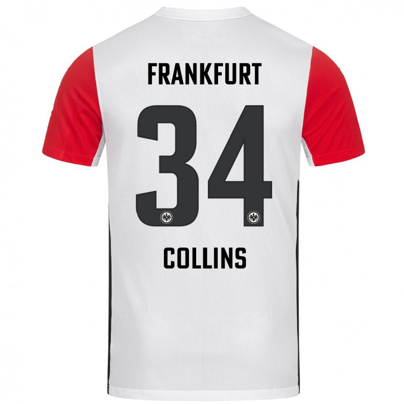 Danxen Niño Camiseta Nnamdi Collins #34 Blanco Rojo 1ª Equipación 2024/25 La Camisa