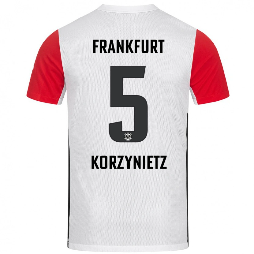 Danxen Niño Camiseta Jaden Korzynietz #5 Blanco Rojo 1ª Equipación 2024/25 La Camisa