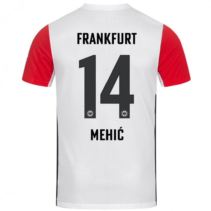 Danxen Niño Camiseta Liam Mehić #14 Blanco Rojo 1ª Equipación 2024/25 La Camisa