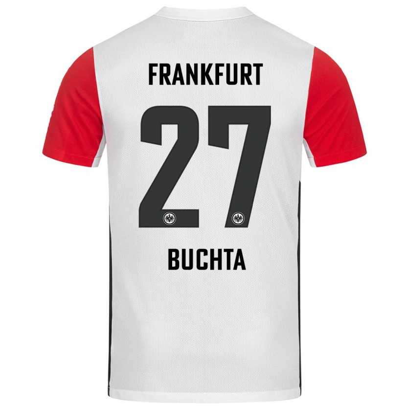 Danxen Niño Camiseta Philip Buchta #27 Blanco Rojo 1ª Equipación 2024/25 La Camisa