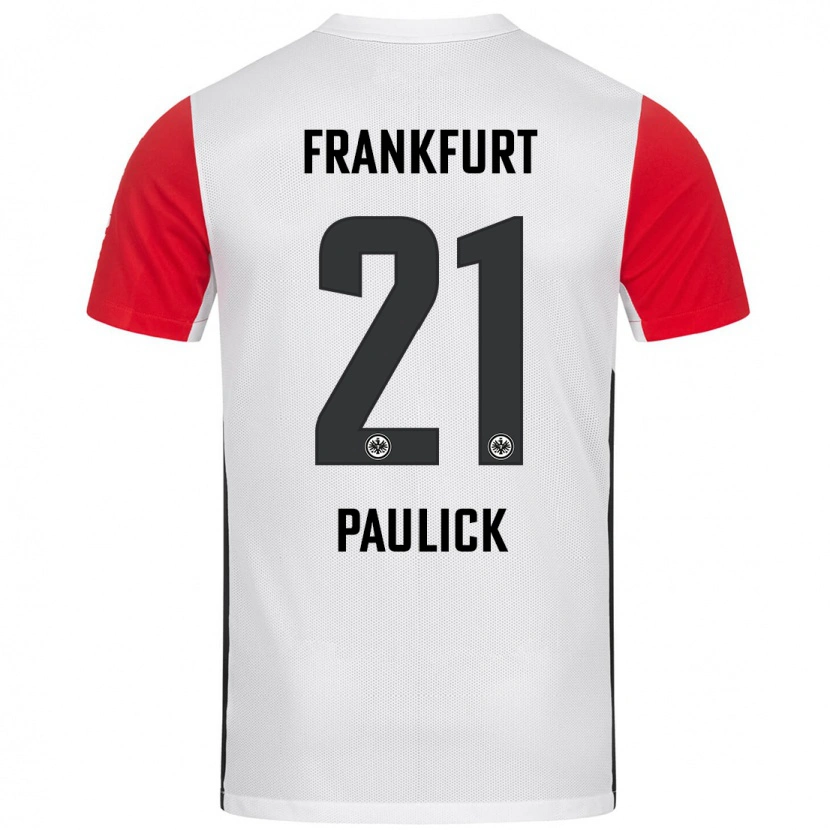 Danxen Niño Camiseta Lea Paulick #21 Blanco Rojo 1ª Equipación 2024/25 La Camisa