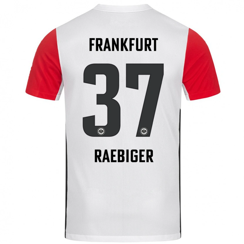 Danxen Niño Camiseta Sidney Raebiger #37 Blanco Rojo 1ª Equipación 2024/25 La Camisa