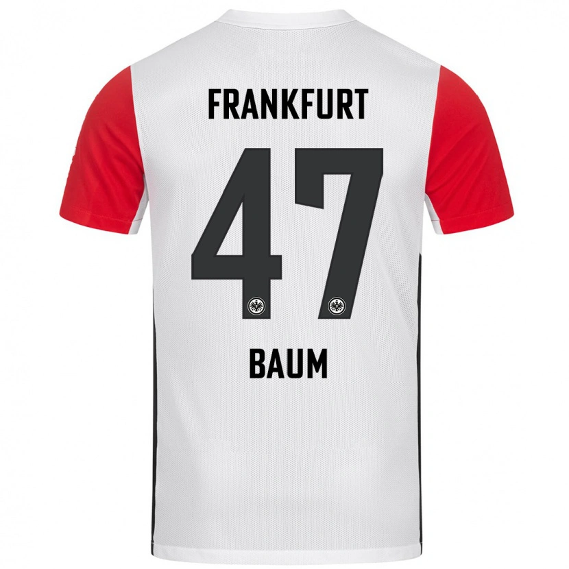 Danxen Niño Camiseta Elias Baum #47 Blanco Rojo 1ª Equipación 2024/25 La Camisa