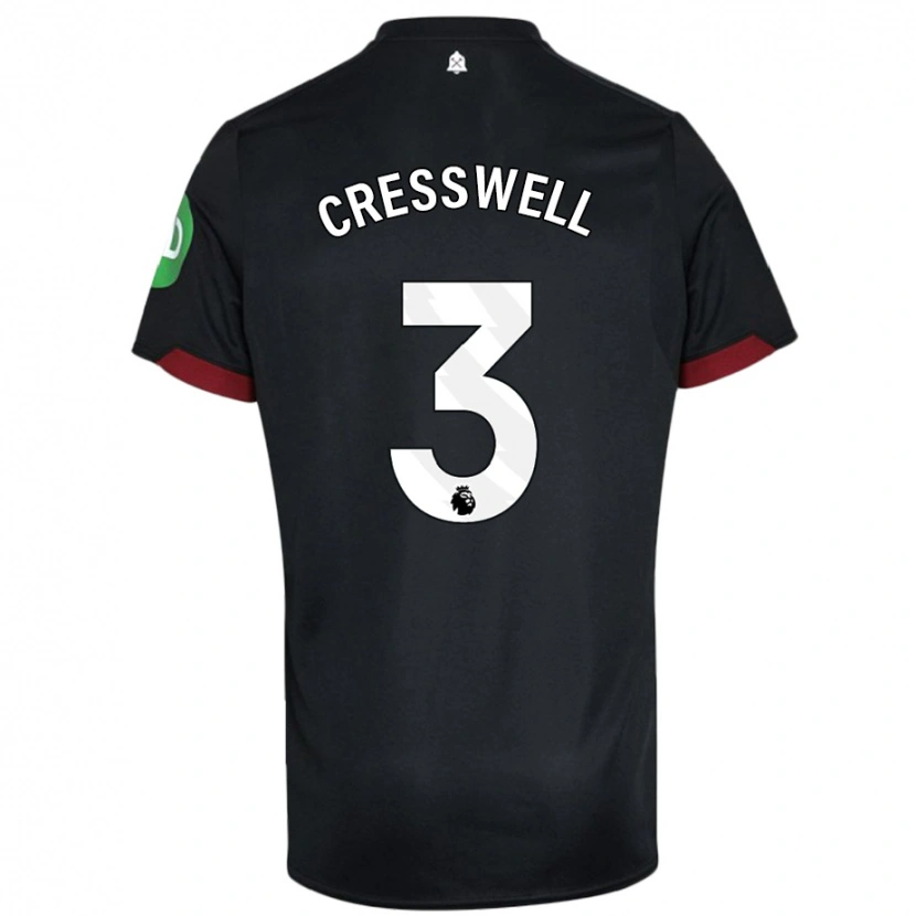 Danxen Niño Camiseta Aaron Cresswell #3 Negro Blanco 2ª Equipación 2024/25 La Camisa