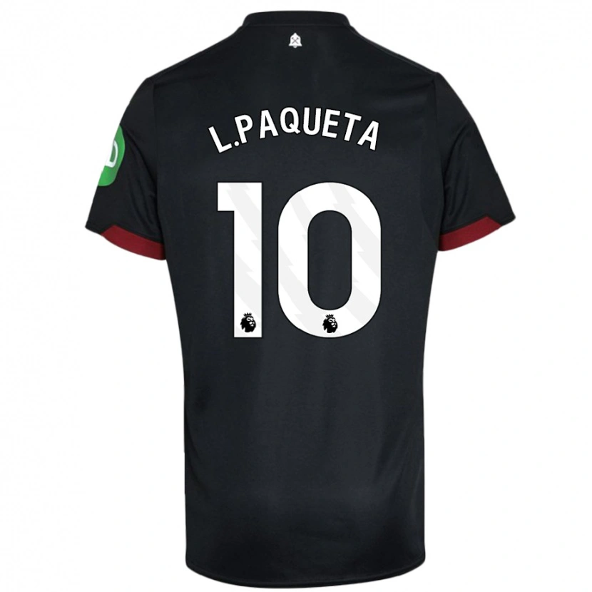 Danxen Niño Camiseta Lucas Paquetá #10 Negro Blanco 2ª Equipación 2024/25 La Camisa