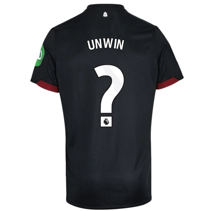 Danxen Niño Camiseta Jonathan Unwin #0 Negro Blanco 2ª Equipación 2024/25 La Camisa