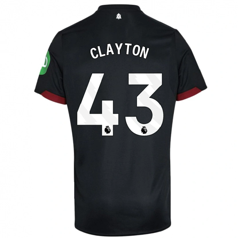 Danxen Niño Camiseta Regan Clayton #43 Negro Blanco 2ª Equipación 2024/25 La Camisa