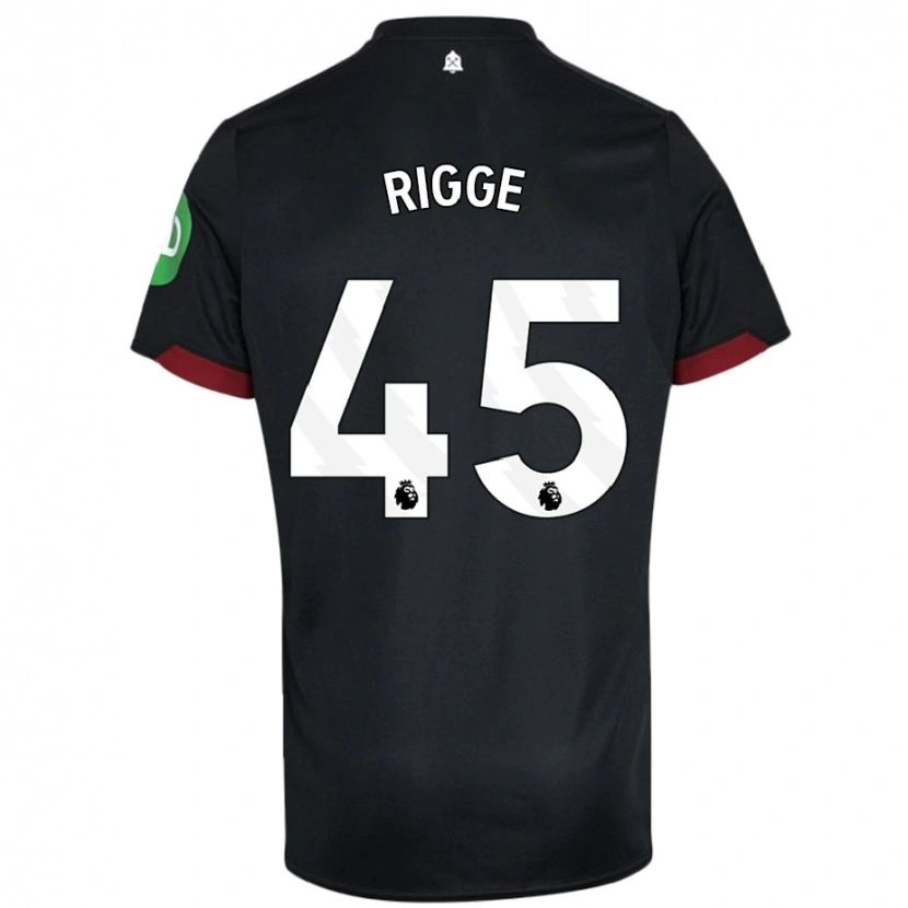 Danxen Niño Camiseta Daniel Rigge #45 Negro Blanco 2ª Equipación 2024/25 La Camisa