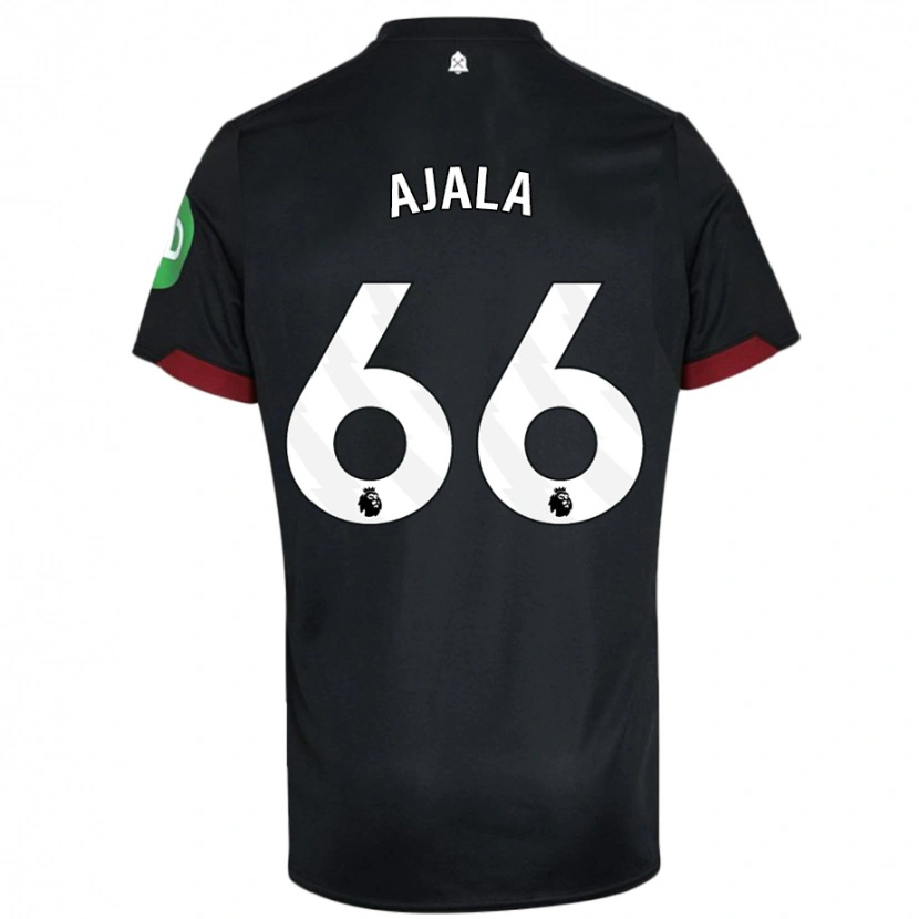 Danxen Niño Camiseta Joshua Ajala #66 Negro Blanco 2ª Equipación 2024/25 La Camisa