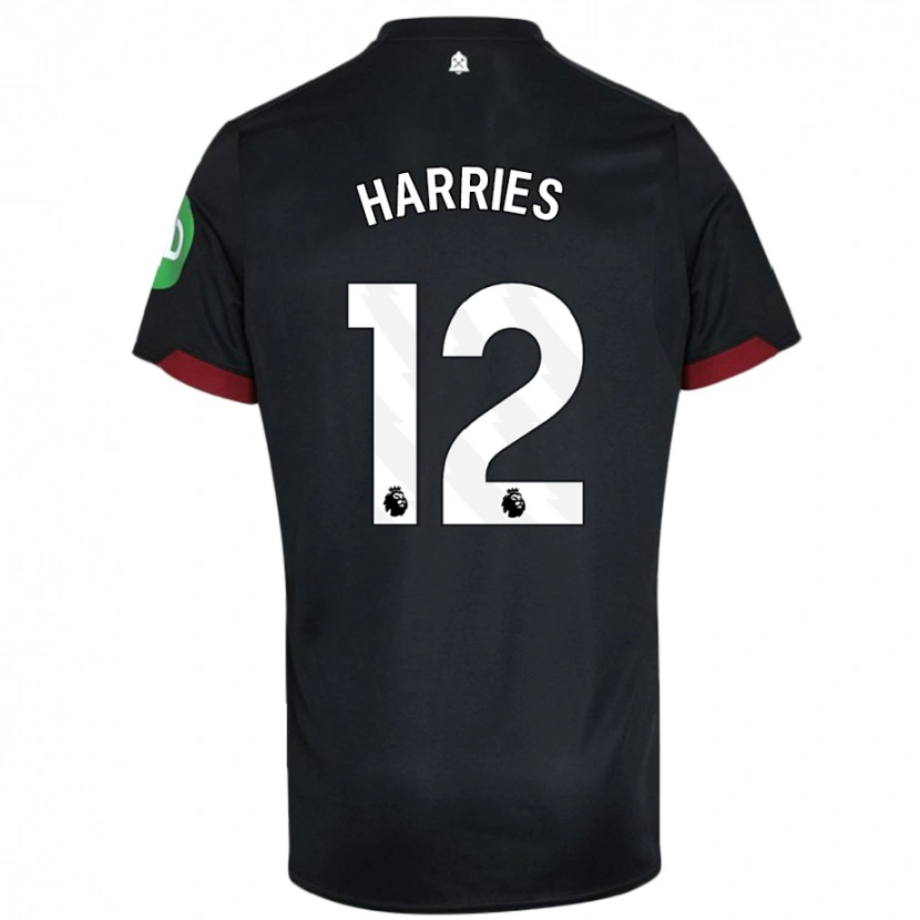 Danxen Niño Camiseta Emma Harries #12 Negro Blanco 2ª Equipación 2024/25 La Camisa