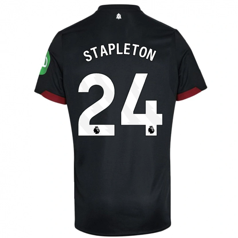 Danxen Niño Camiseta Jessie Stapleton #24 Negro Blanco 2ª Equipación 2024/25 La Camisa