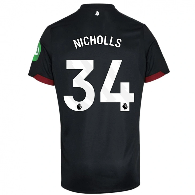 Danxen Niño Camiseta Macey Nicholls #34 Negro Blanco 2ª Equipación 2024/25 La Camisa