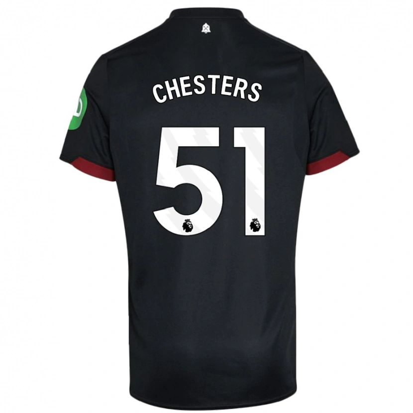 Danxen Niño Camiseta Dan Chesters #51 Negro Blanco 2ª Equipación 2024/25 La Camisa