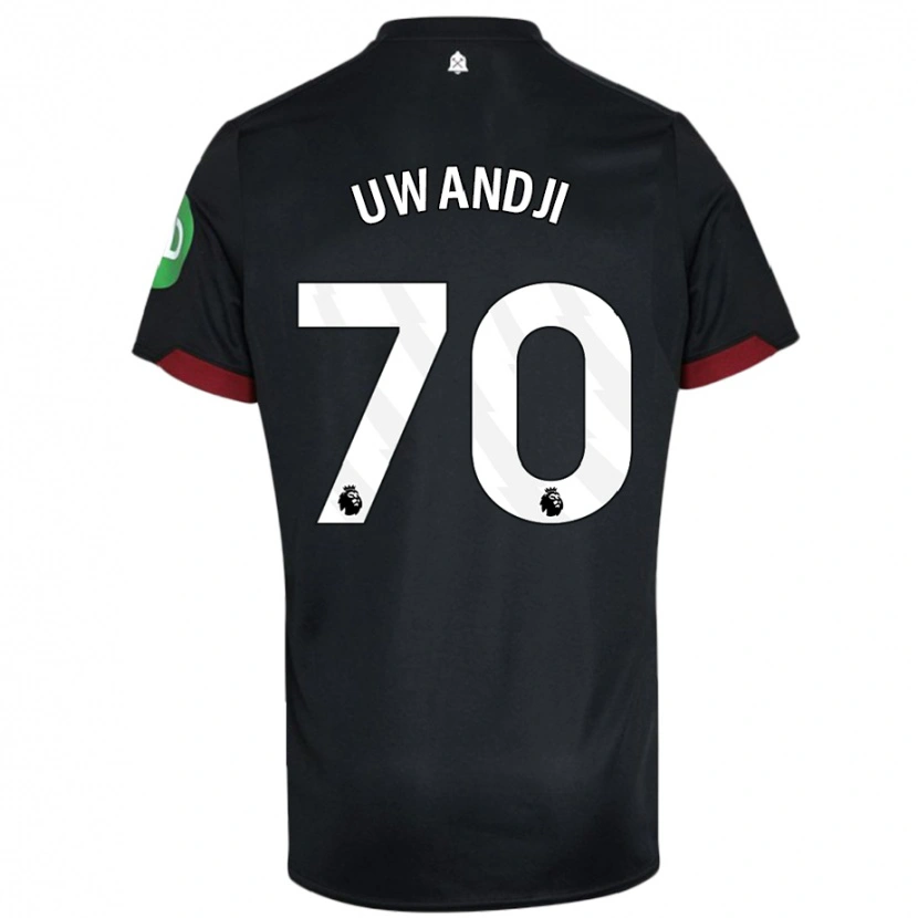 Danxen Niño Camiseta Blaise Uwandji #70 Negro Blanco 2ª Equipación 2024/25 La Camisa