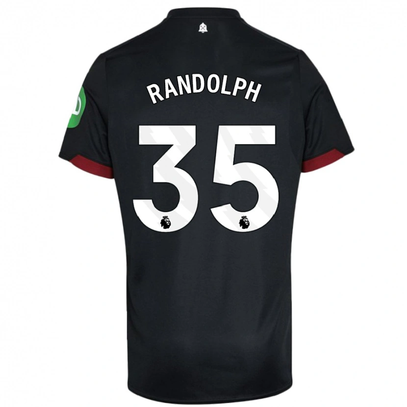 Danxen Niño Camiseta Darren Randolph #35 Negro Blanco 2ª Equipación 2024/25 La Camisa