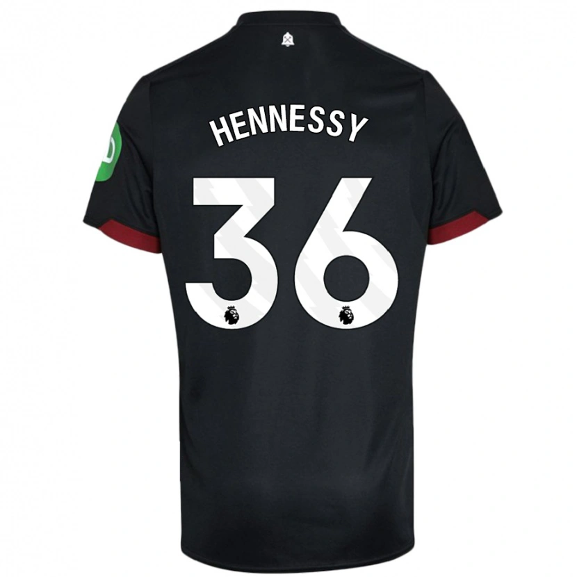 Danxen Niño Camiseta Alexandra Hennessy #36 Negro Blanco 2ª Equipación 2024/25 La Camisa