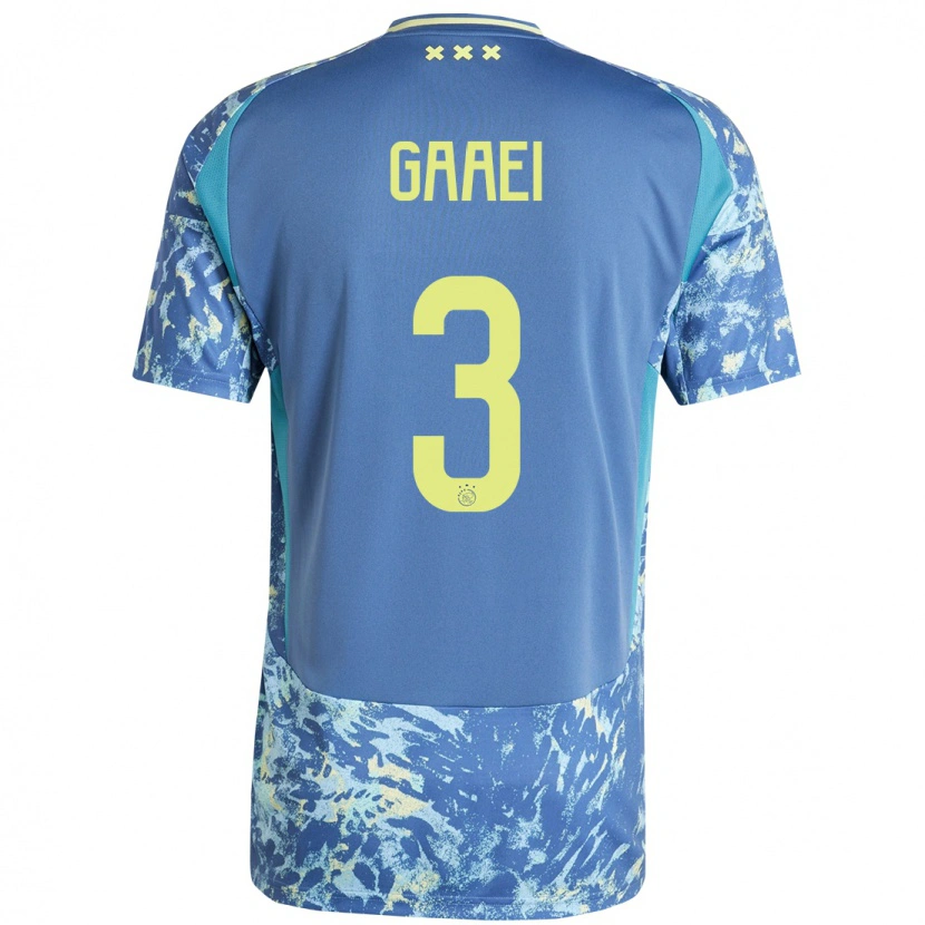 Danxen Niño Camiseta Anton Gaaei #3 Gris Azul Amarillo 2ª Equipación 2024/25 La Camisa