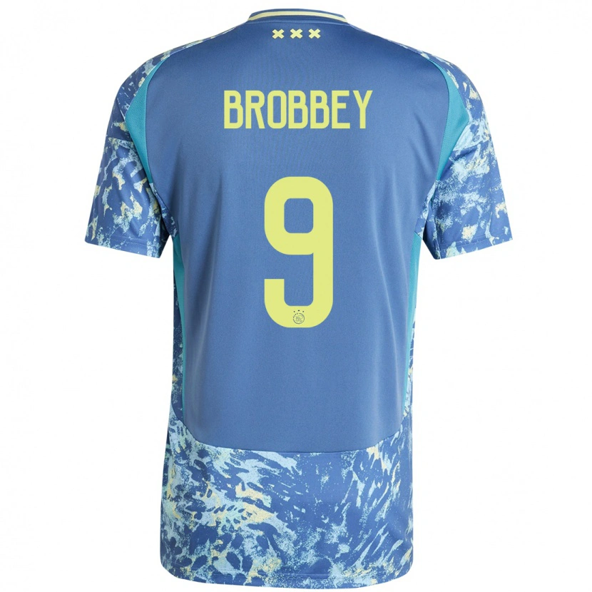 Danxen Niño Camiseta Brian Brobbey #9 Gris Azul Amarillo 2ª Equipación 2024/25 La Camisa