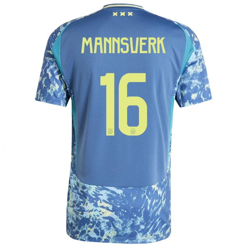 Danxen Niño Camiseta Sivert Mannsverk #16 Gris Azul Amarillo 2ª Equipación 2024/25 La Camisa